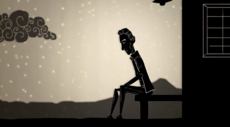 illustration of sad man sitting on a bench