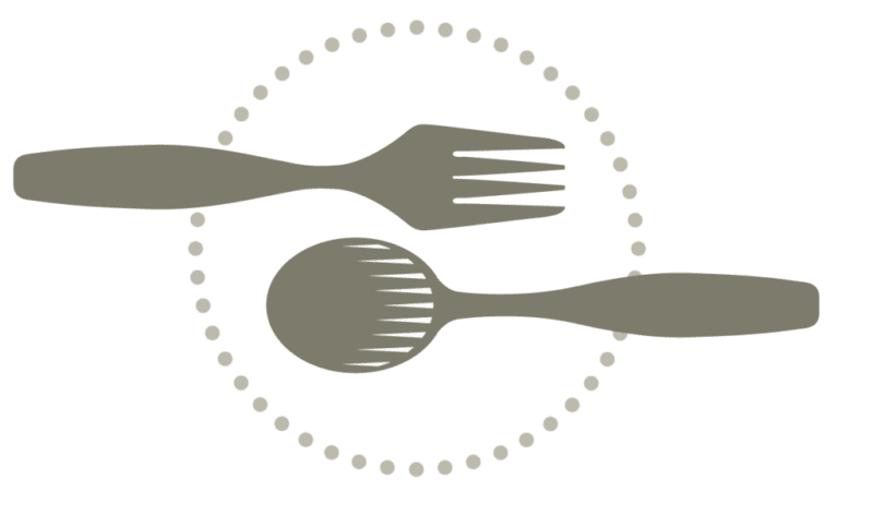 a fork and spoon coming from opposite ends of the image