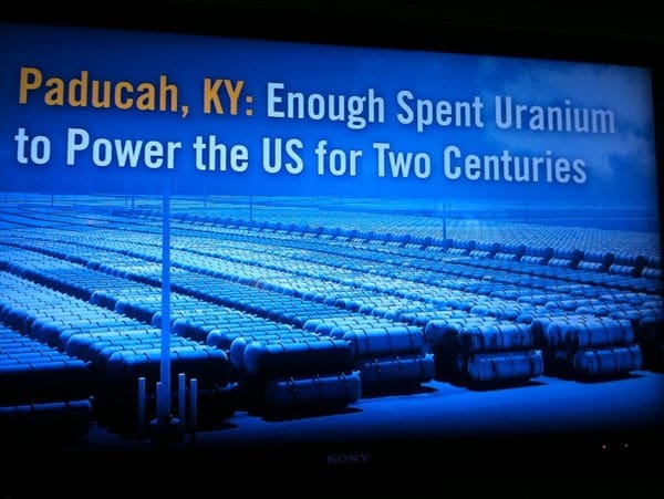 Bill Gates Presentation Slide: Enough spent uranium to power the US for two centuries