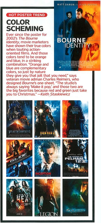 Movie Poster Color Trend using blue and orange for contrast