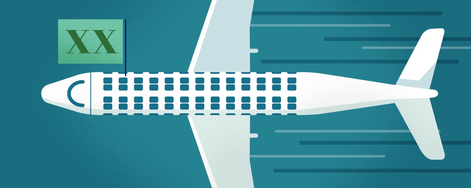 An animated airplane with the first section of the plane being highlighted 