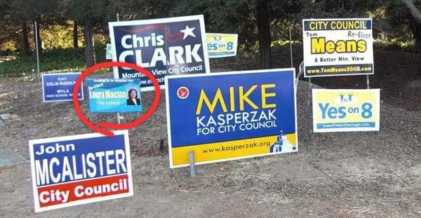City Council of Mountain View Candidates signs 