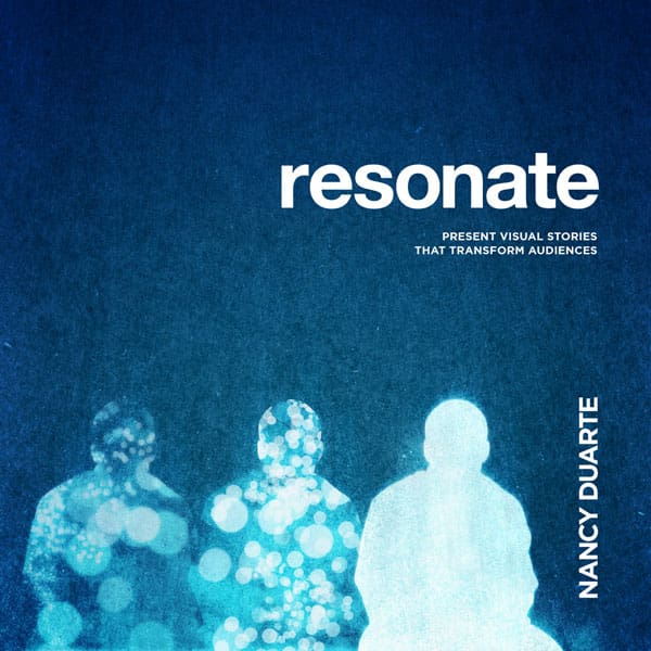 Option for a book cover for "Resonate" blue with silhouettes of people