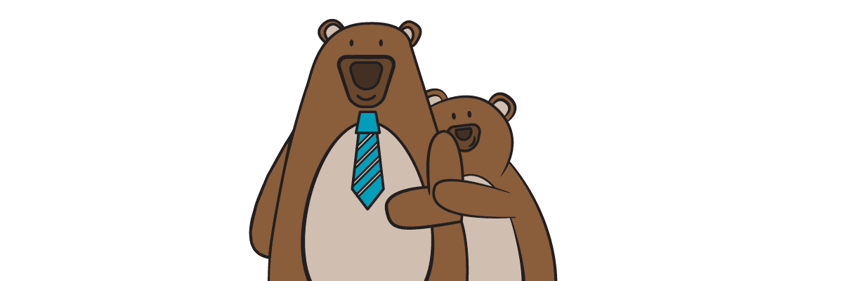 2 cartoon bears hugging each other 